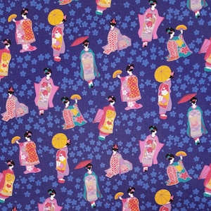 Asano Japan Geisha Maiko Girls in Kimono over Indigo Blue - Violet