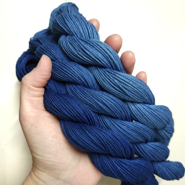 Hand dyed botanical indigo Lily brand 100% cotton crochet yarn