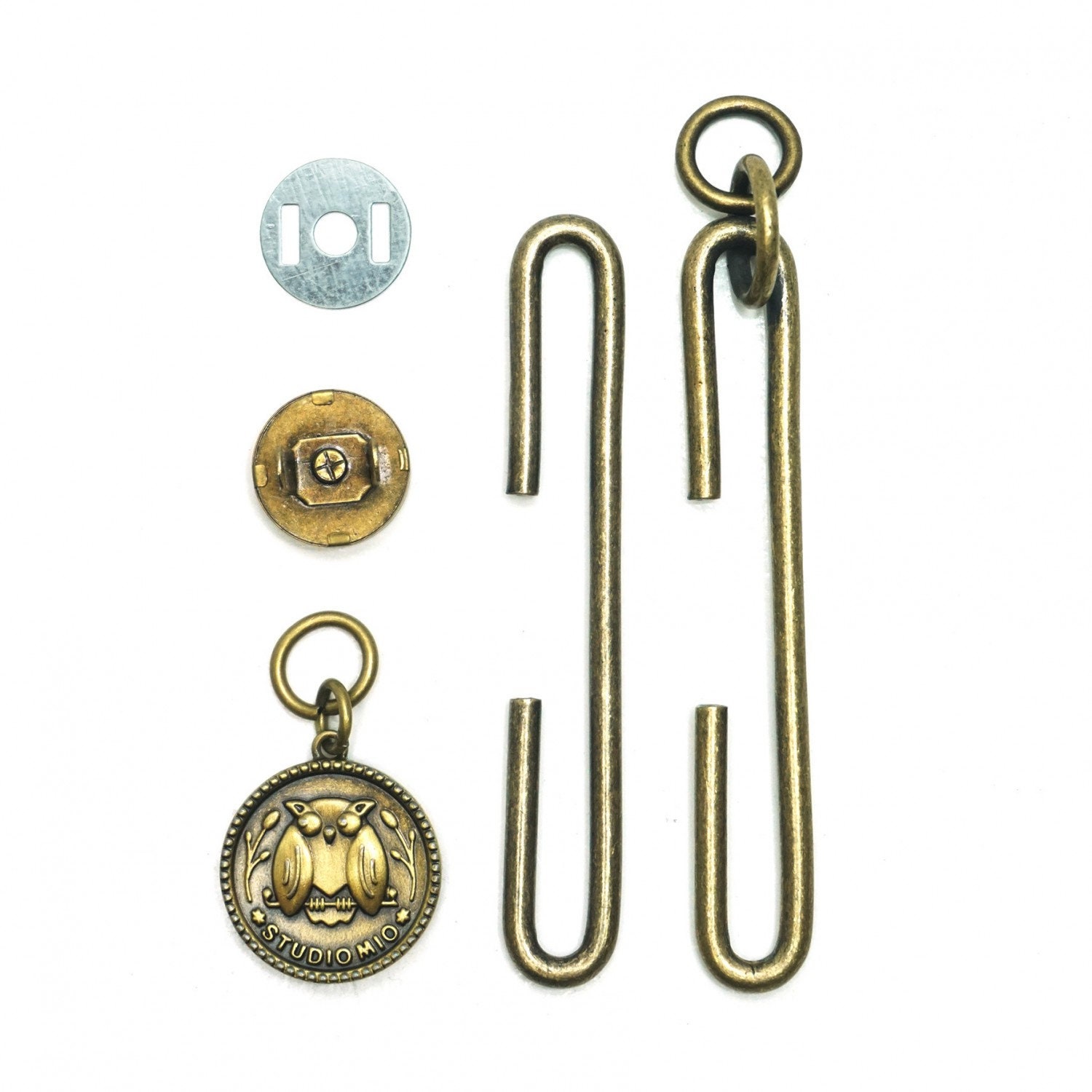 Studio Mio 2 3/4 inch (7cm) Slide Clasp with owl snap silver