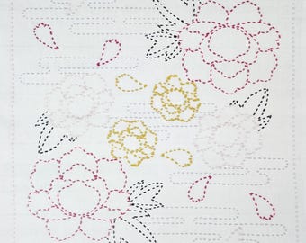 NEW for 2025 Olympus Four Seasons hana-fukin sashiko wash-away pattern sampler kit - Spring Haze Peony