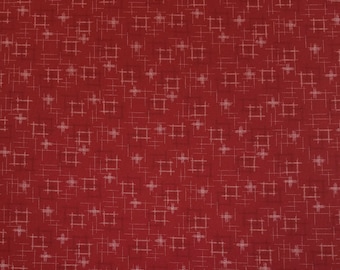Japanese import new cotton quilting fabric - Sevenberry red kasuri crosshatch