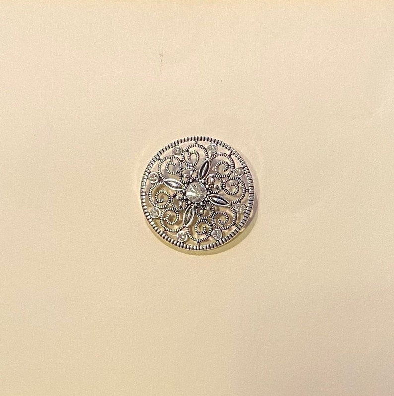 Premier Designs Sundial Necklace Enhancer Pin White Rhinestone Filigree