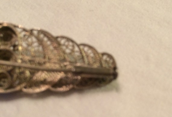 Early 1900's Silvertone Filigree Brooch with Tube… - image 2