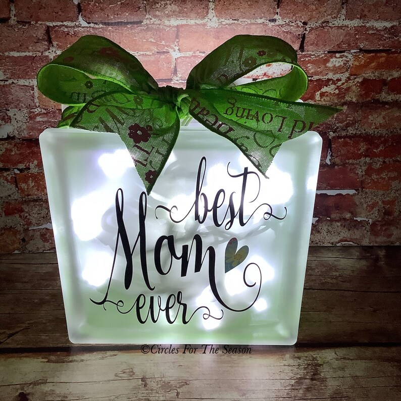 Lighted glass block Mothers Day gift Best mom ever mommy Etsy