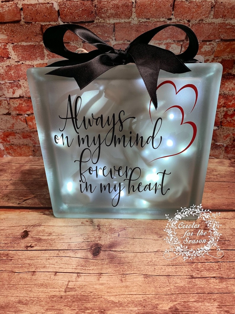 Lighted glass block memory glass block memorial block | Etsy