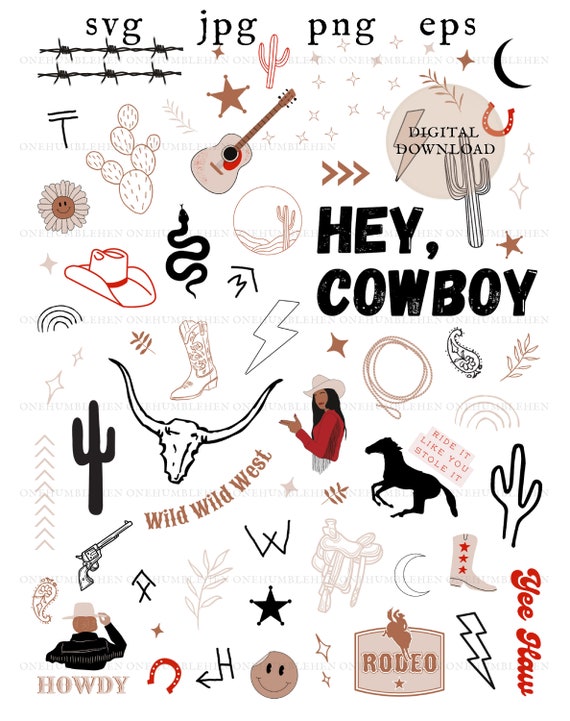 Punchy Western Cowboy Collage Tee Graphic Cowgirl Printable - Etsy