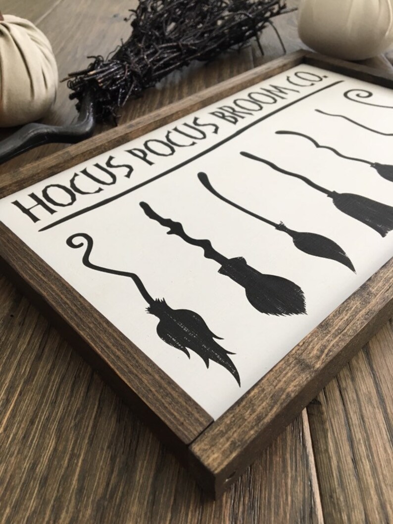 Hocus Pocus Broom Co Halloween Broom Company Framed Wood Etsy