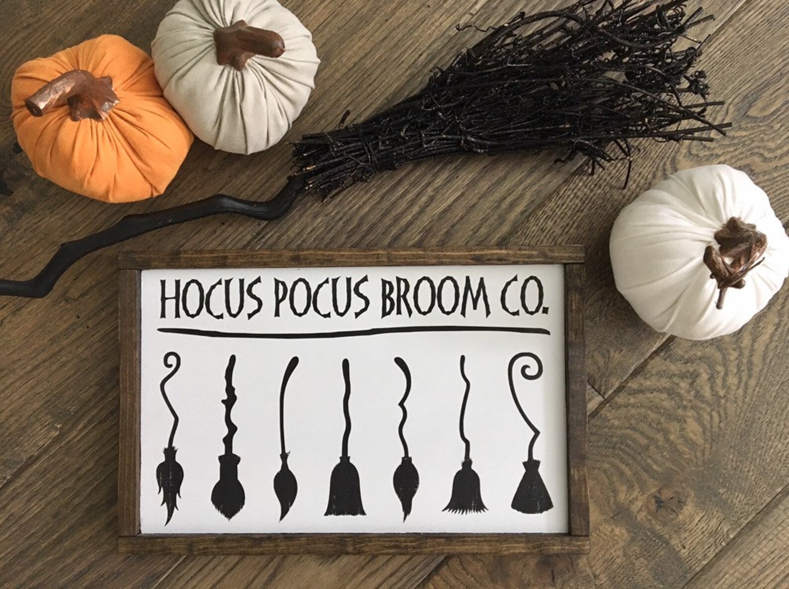 Hocus Pocus Broom Co Halloween Broom Company Framed Wood Etsy