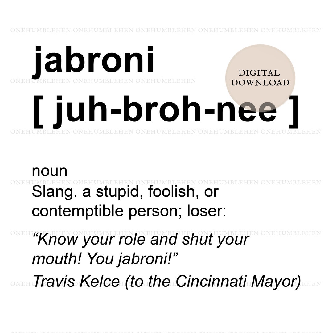 Jabroni Funny Definition PNG File Kelce Chiefs Dictionary Printable