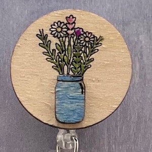 Wild flowers in a jar, Retractable ID Badge holder