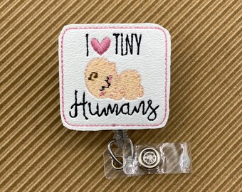 I heart tiny Humans retractable badge reel