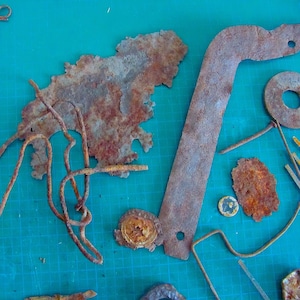 Rust pieces for assemblage or recycled style art found items collection of 30