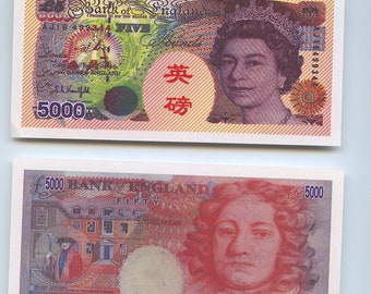 Not Real Money Joss Paper Bank Notes Bank of England Design Chinese and English printing Package of 40 pieces Collage junk journal