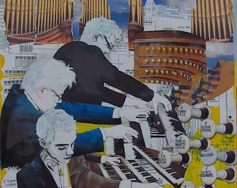 Song For Ukraine Pipe Organ Organists Original Collage Mixed media Artwork On Canvas