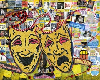 Broadway Theatre Mask Plays New York City Photographic Print From Original Collage