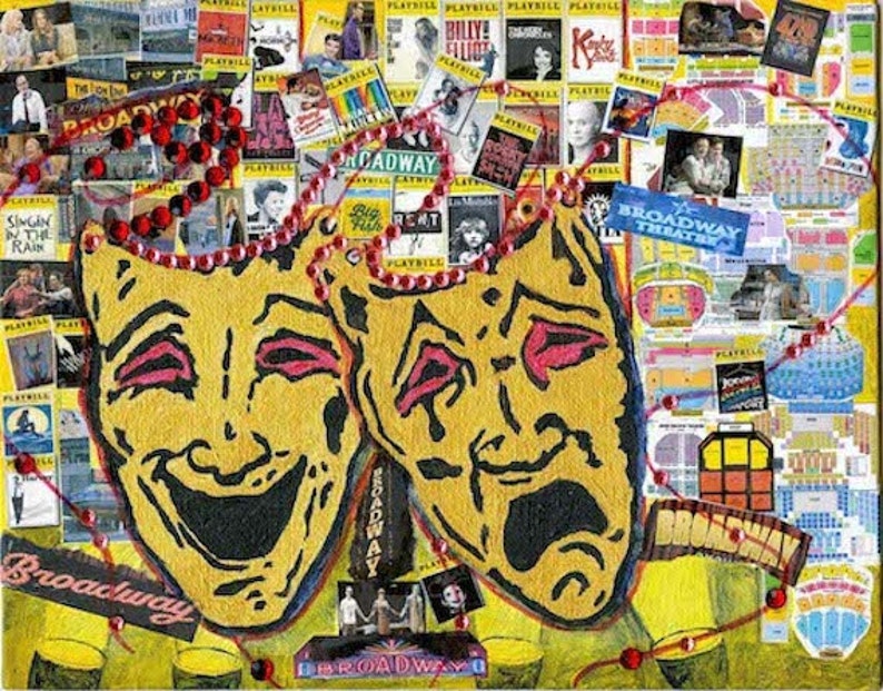 Broadway Theatre Mask Plays New York City Photographic Print From Original Collage image 1