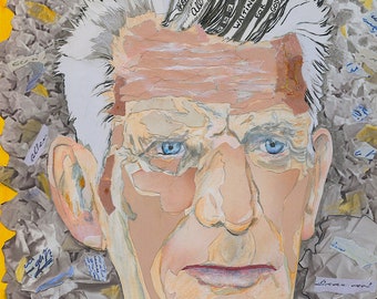 Samuel Beckett Portrait Mixed Media Collage Original Collage On Paper