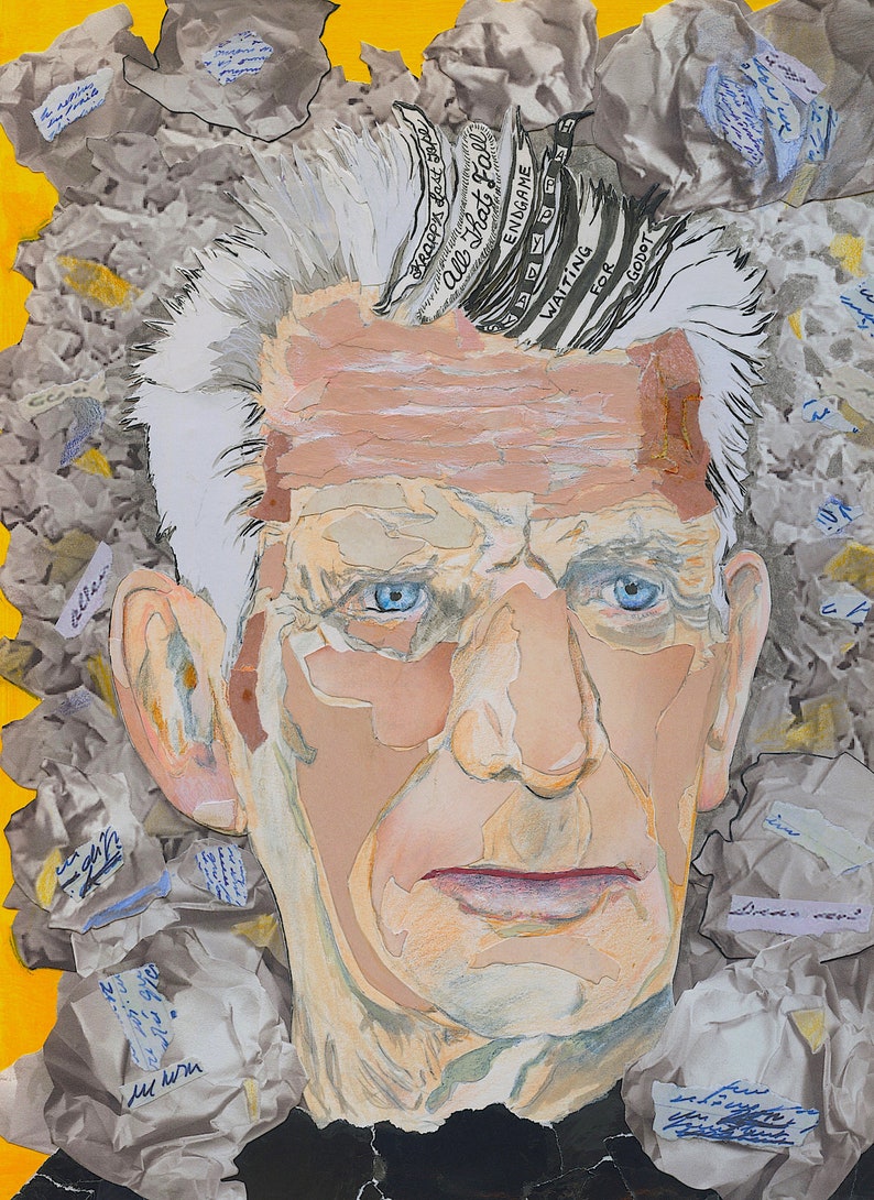 Samuel Beckett Portrait Mixed Media Collage Original Collage On Paper image 1