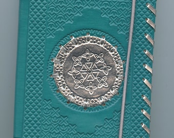 Leather bound blank embossed design Journal Turquoise Colour For collage junk Journals or Travel or Sketch Journal