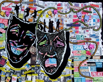 Broadway Theatre Mask Plays New York City Photographic Print From Original Collage