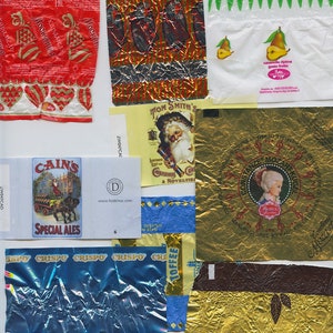 Involucri di caramelle riciclati per collage 21 diversi da Russia e Ucraina e Italia e Francia e Gran Bretagna