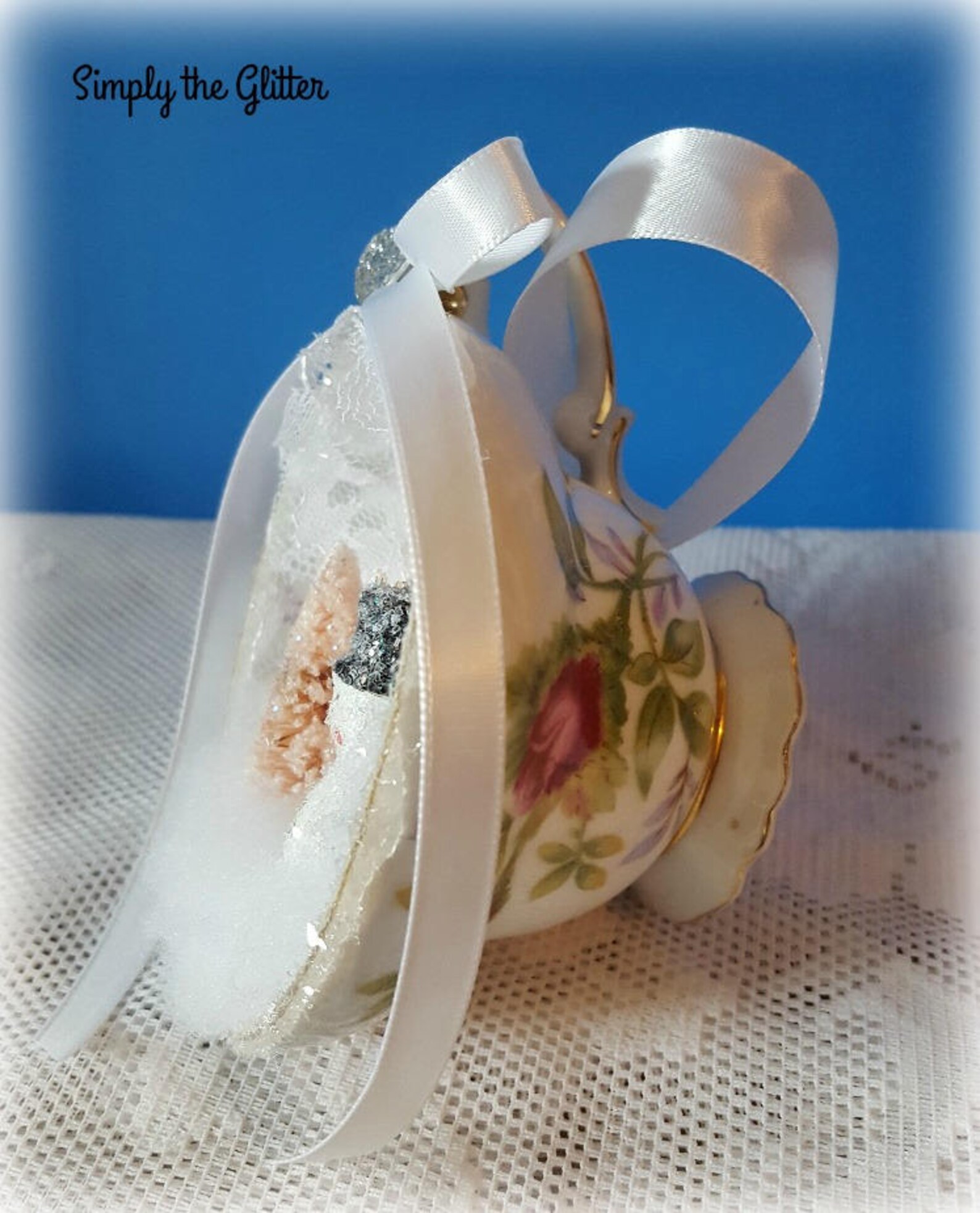 Vintage Teacup Ornament Diorama Ornament Christmas Tree Etsy