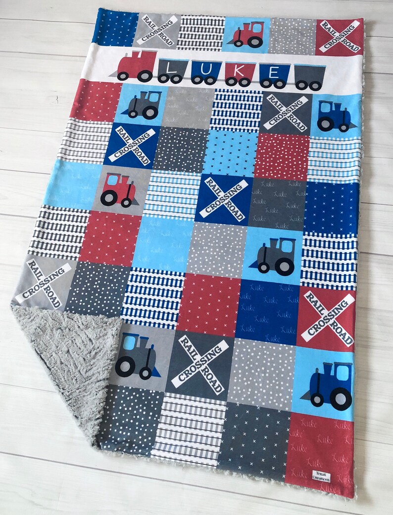 Personalized Train Blanket Minky Baby Blanket Custom Etsy