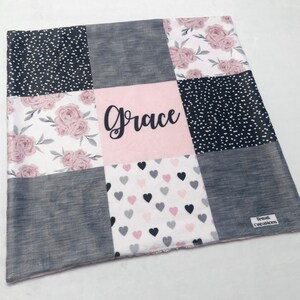 Personalized Minky Lovey: Pink Floral Baby Blanket