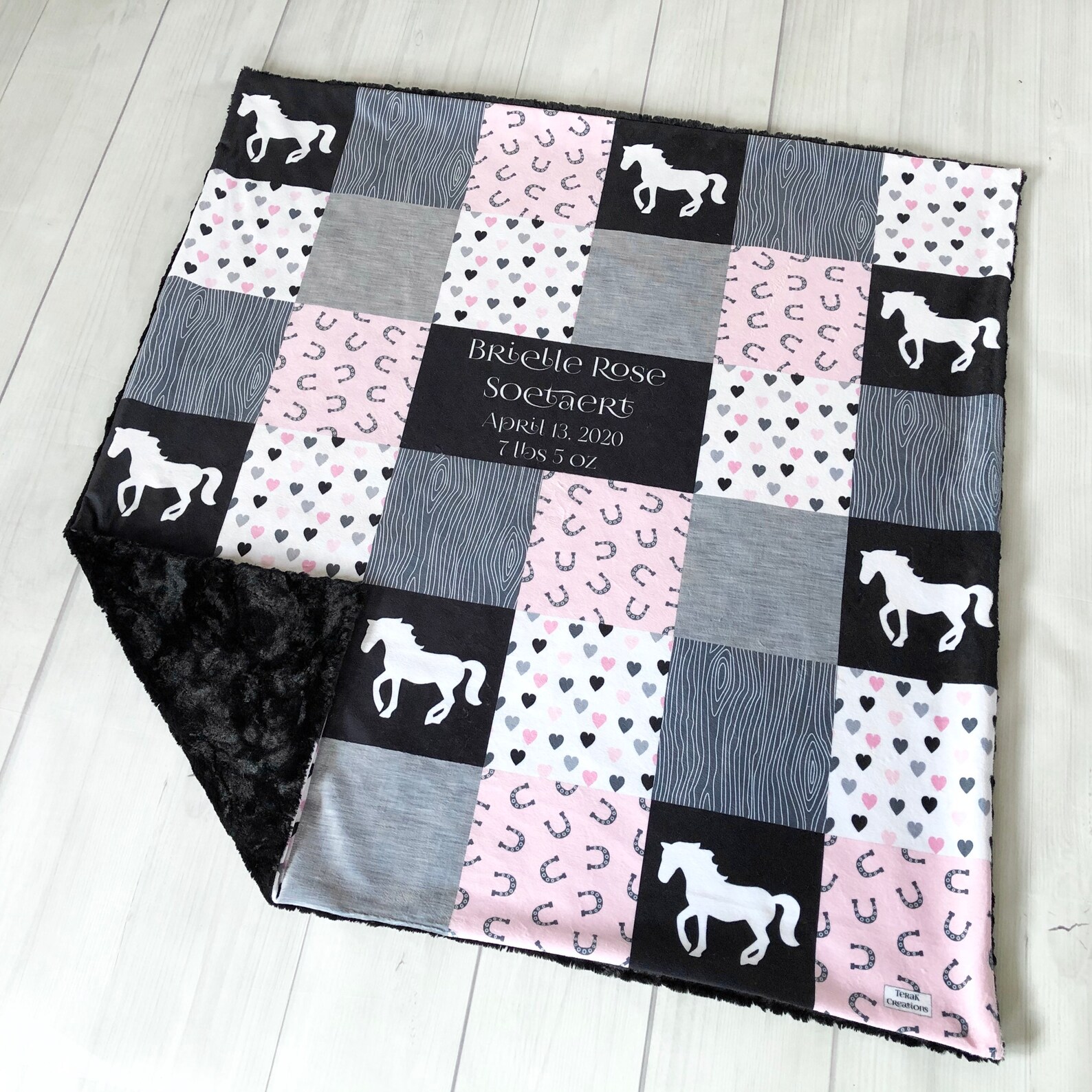 Personalized Horse Blanket Minky Baby Blanket Baby Girl Etsy UK