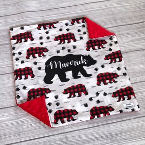 Personalized Bear Lovey, Minky Lovey, Baby Boy Lovey, Baby Girl Lovey, Woodland Lovey, Baby Gift, Security Blanket, Bear Lovey