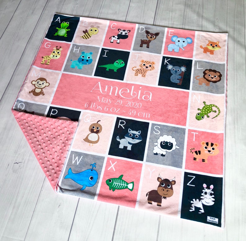 Personalized ABC Blanket ABC Baby Blanket Minky Blanket Etsy