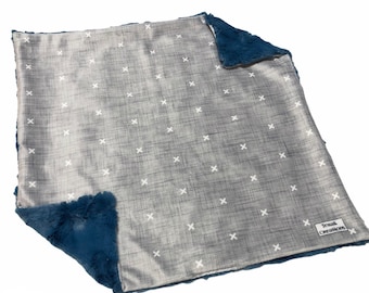 Silver X Lovey, 17"x17", Minky Lovey, Boy Lovey, Girl Lovey, Faux Fur Lovey, Baby Lovey, Minky Lovey for Baby, Cross Lovey, Car Seat Lovey
