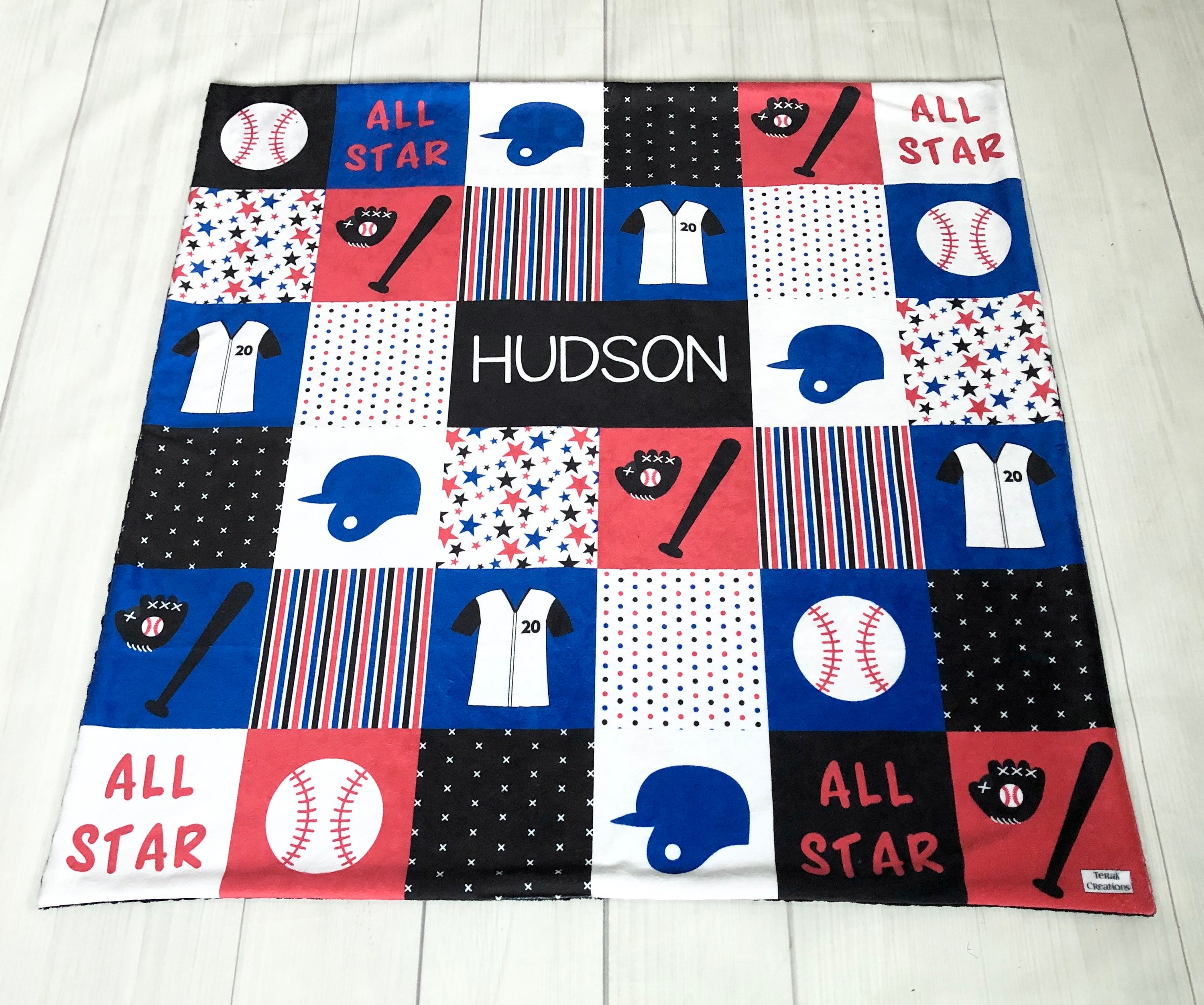 Personalized Baseball Blanket Minky Baby Blanket Baby Boy Etsy