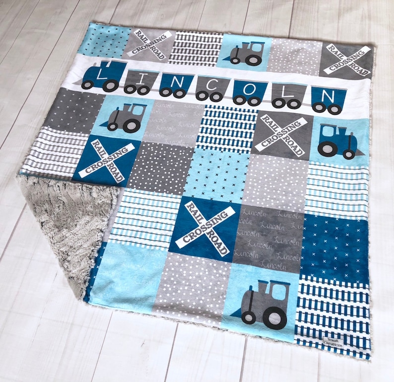 Personalized Train Blanket Minky Baby Blanket Custom Etsy
