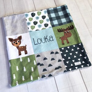 Personalized Woodland Lovey, Minky Lovey, Baby Boy Lovey, Minky Lovey Boy, Baby Gift, Minky Baby Blanket, Security Blanket