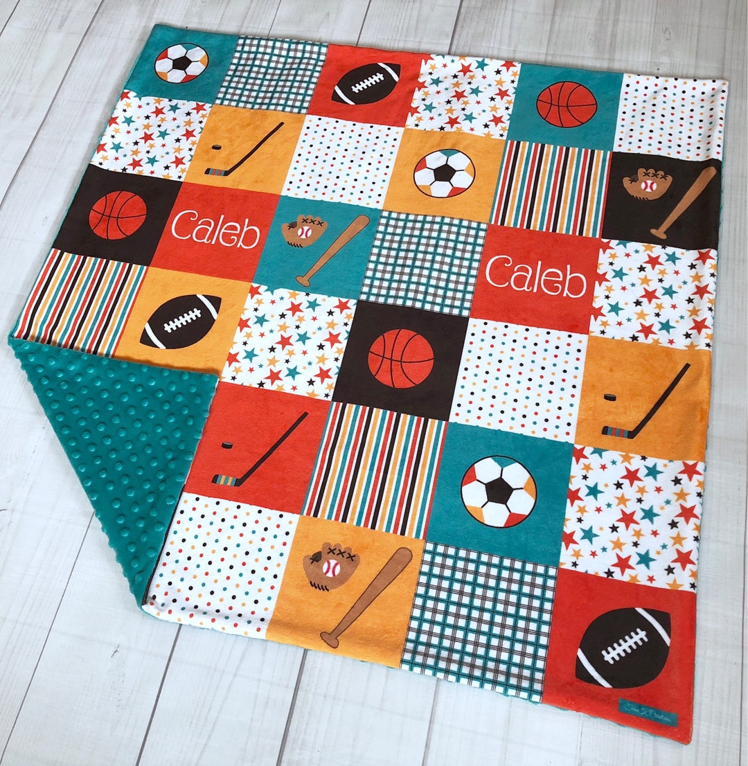 Personalized Sports Blanket Minky Baby Blanket Baby Girl Etsy