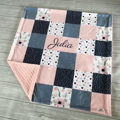 Baby Girl Security Blanket Lovey White Satin Pink Ruffle Minky Etsy