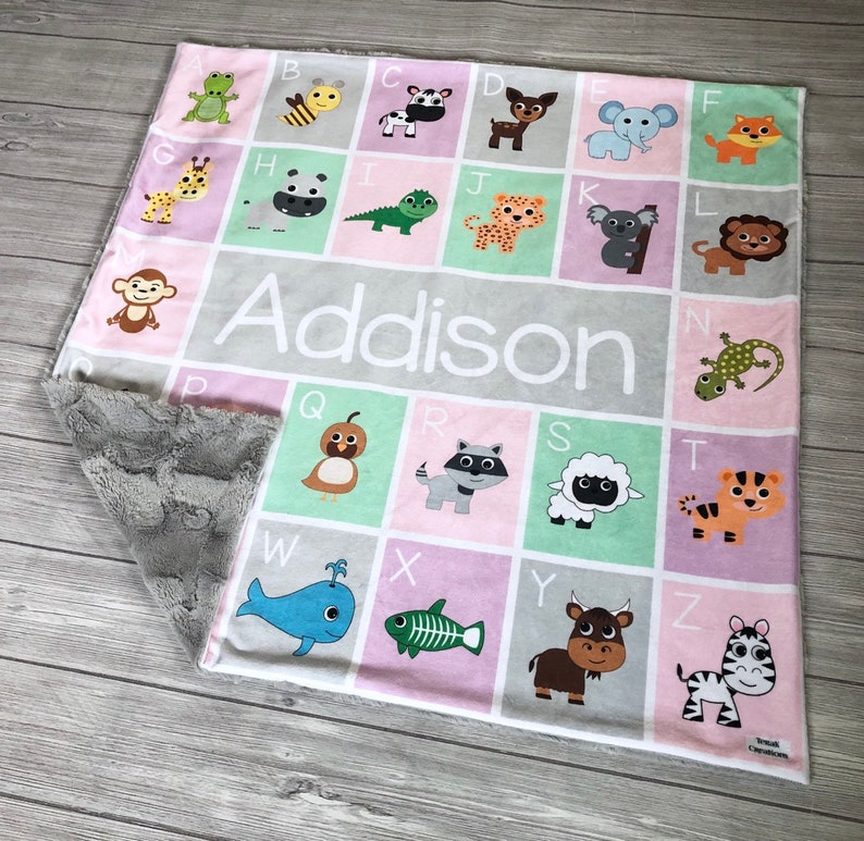 Personalized ABC Blanket ABC Baby Blanket Minky Blanket Etsy