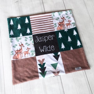 Couverture forêt personnalisée, couverture faon, cadeau bébé garçon, couverture bébé garçon, amour bébé garçon, cadeau bébé, couverture bébé Minky