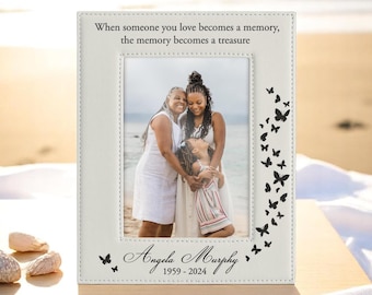 Memorial Photo Frame Personalized Sympathy Gift for Loss of Loved One In Loving Memory of Mom Dad Sister Friend Butterfly Remembrance Gift