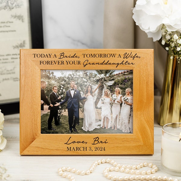 Grandparents Wedding Gift Personalized Wedding Frame Grandmother of the Bride Gift Today a Bride Tomorrow a Wife Forever your Granddaughter