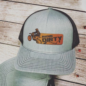 Ridin Dirty Leather Patch Hat Dirt Bike Hat Dirt Bike Birthday Dirt Bike Gifts Braap Hat Snapback Trucker Hat image 3