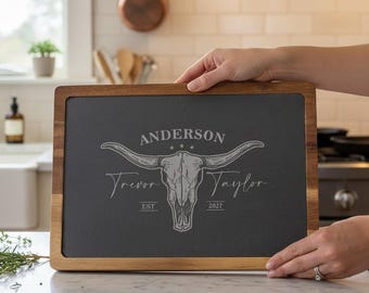 Personalized Western Wedding Gift for the Couple, Engraved Charcuterie Board, Western Serving Board, Farmhouse Cutting Boards