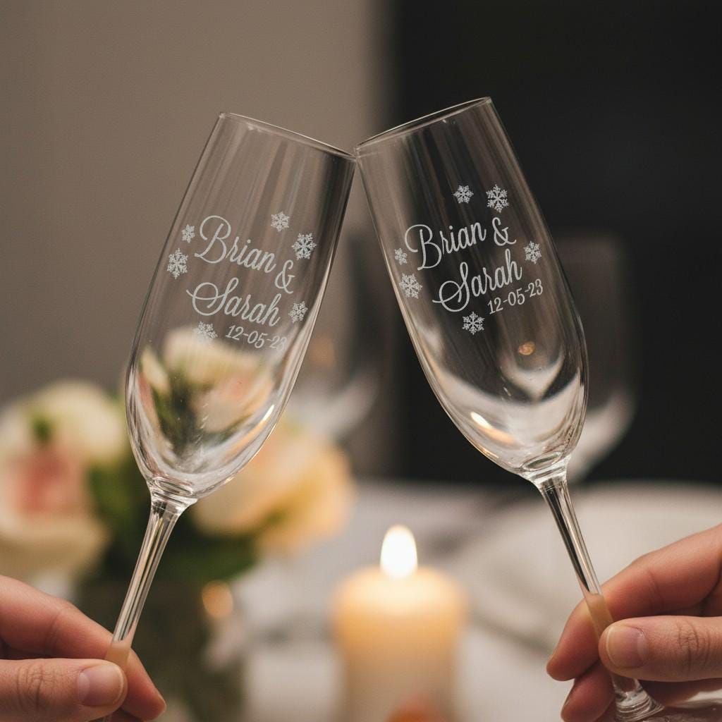 Engraved Champagne Flutes Gift Box