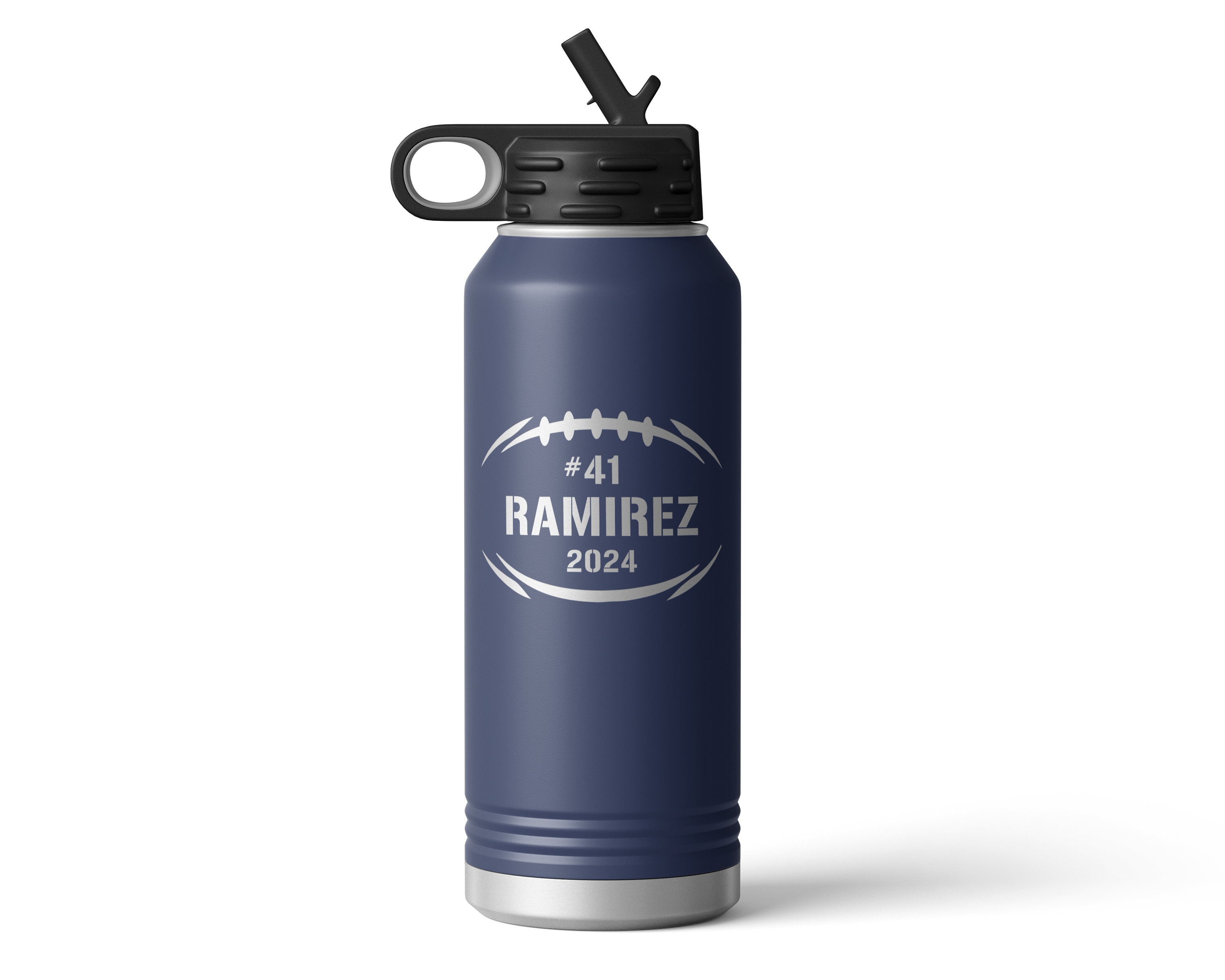 Football Player 32 Oz Insulated Water Bottle With Sport Straw Lid ...