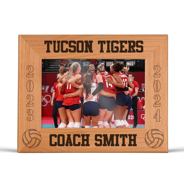 Volleyball Coach Picture Frame Engraved Wood Frame 4x6 or 5x7 Coach Gift Volleyball Personalized End of Season Team Photo Thank You Gift