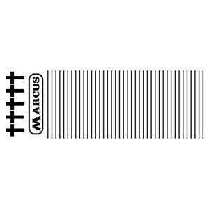 Puede incluir: C&oacute;digo de barras en blanco y negro con el texto "W. MARCUS" en un cuadro rectangular a la izquierda del c&oacute;digo de barras.