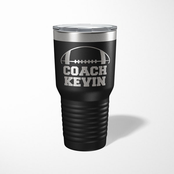 Personalized Football Coach Engraved Tumbler or Water Bottle with Straw Lid | End of Season Thank You Team Gift for Coach | FREE SHIPPING