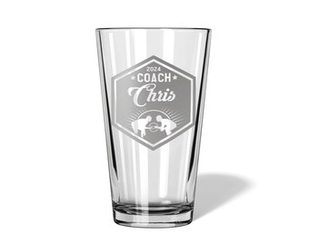 Wrestling Coach Gift Personalized Coach Glass Custom Coach Pint Glass Wrestling Season End of Season Gift Thank You Coach Gift from Team