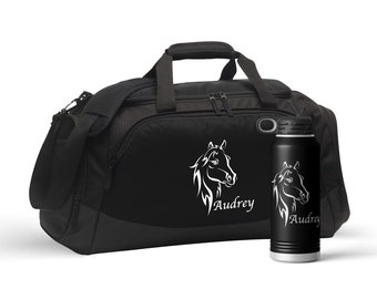 Equestrian Horse Duffel Bag Personalized with Name | Gifts for Horse Lovers | Horseback Riding Gifts | Horseback Riding Camp Bag